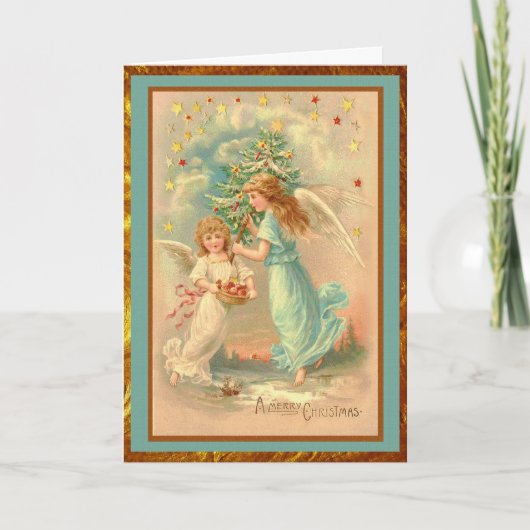 Cartes Pour Fêtes Annuelles Anges de Noël Vintage (Devant)