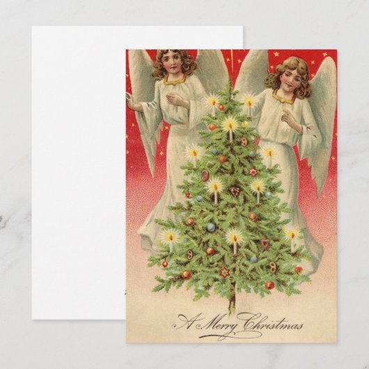 Cartes Pour Fêtes Annuelles Anges de Noël vintage (Devant / Derrière)