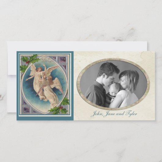 Cartes Pour Fêtes Annuelles Anges de Noël Vintage (Devant)