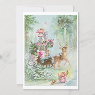 Cartes Pour Fêtes Annuelles Anges De Noël Vintage En Sleigh