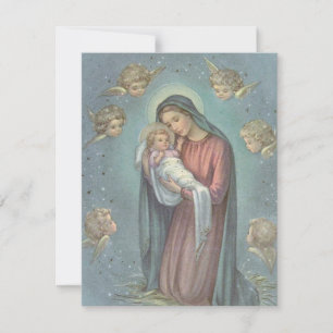 Cartes Pour Fêtes Annuelles Anges de Noël Vintage Qui Regardent Le Bébé Jésus