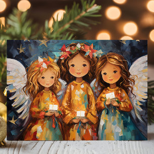 Cartes Pour Fêtes Annuelles Anges De Noël Whimsical Avec Bougies