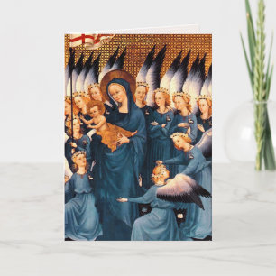 Cartes Pour Fêtes Annuelles Anges entourant Vierge et Christ Enfant