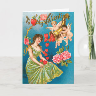 Cartes Pour Fêtes Annuelles Anges et cœurs de la Saint-Valentin victorienne vi