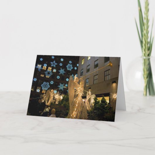 Cartes Pour Fêtes Annuelles Anges et flocons de neige (Devant)