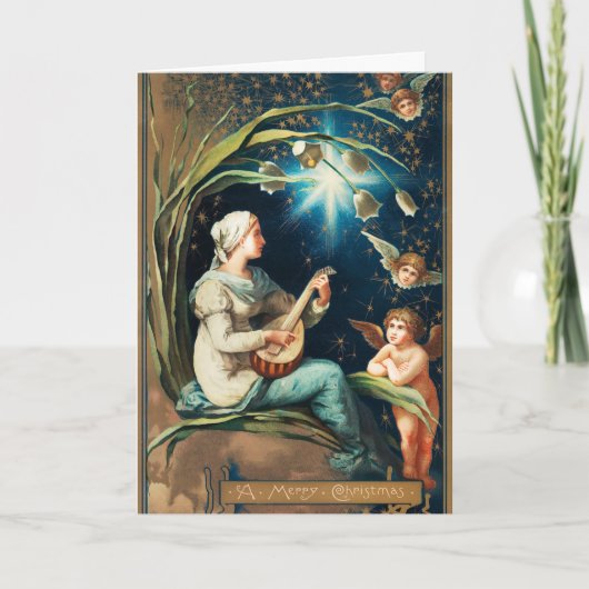 Cartes Pour Fêtes Annuelles Anges, Etoiles, Femmes, Noël Lune Religieux (Devant)