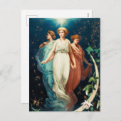 Cartes Pour Fêtes Annuelles Anges, Etoiles, Femmes, Noël Lune Religieux (Devant / Derrière)