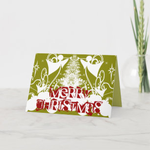 Cartes Pour Fêtes Annuelles Anges sur Vert
