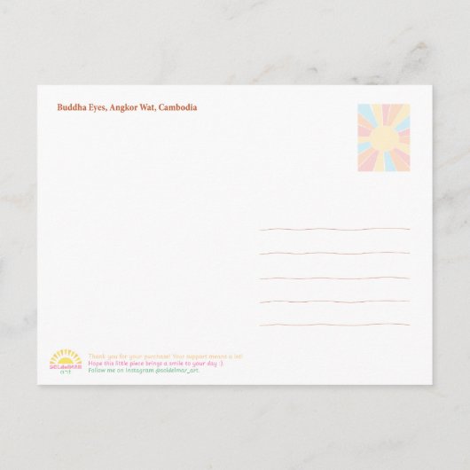 Cartes Pour Fêtes Annuelles Angkor Wat Buddha Eyes Siem Reap Postcard (Dos)