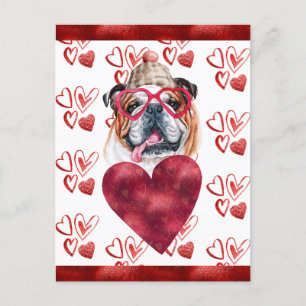 Cartes Pour Fêtes Annuelles Anglais Bulldog Hearts Amoureux des chiens Valenti