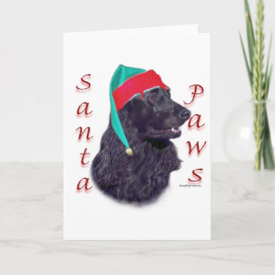 Cartes Pour Fêtes Annuelles Anglais Cocker Spaniel (noir) Père Noël Paws