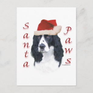 Cartes Pour Fêtes Annuelles Anglais Springer Spaniel Père Noël Paws