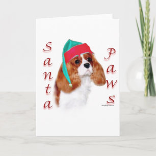 Cartes Pour Fêtes Annuelles Anglais Toy Spaniel Père Noël Paws