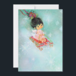 Cartes Pour Fêtes Annuelles Angle de Noël rétro vintage sur motoneige<br><div class="desc">Vintage ange de Noël mignon sur un traîneau d'hiver. Parfait pour les collectionneurs vintages ou pour envoyer des cartes à la famille ou à des amis pour la saison des fêtes.</div>
