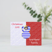 Cartes Pour Fêtes Annuelles Angle drapeau grec avec cheveux noirs (Debout devant)