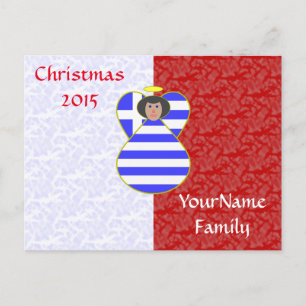 Cartes Pour Fêtes Annuelles Angle drapeau grec avec cheveux noirs