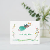 Cartes Pour Fêtes Annuelles Angle vert, Garlands et bannière de vacances (Debout devant)