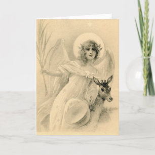 Cartes Pour Fêtes Annuelles Angle vintage avec cerf