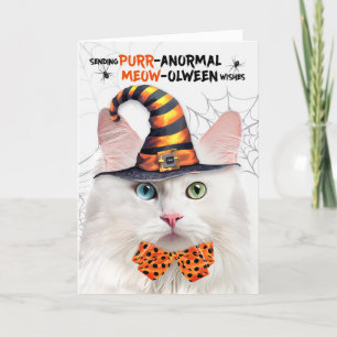 Cartes Pour Fêtes Annuelles Angora Halloween Chat PURRanormal MEOWolween