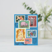 Cartes Pour Fêtes Annuelles Animal Postage Stamps Postcards (Debout devant)