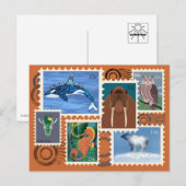 Cartes Pour Fêtes Annuelles Animal Postage Stamps Postcards (Devant / Derrière)