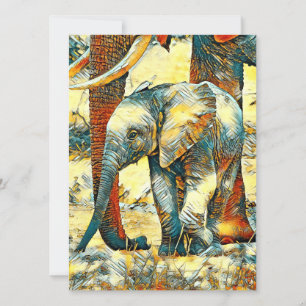 Cartes Pour Fêtes Annuelles AnimalArt_Elephant_010
