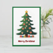 Cartes Pour Fêtes Annuelles Animaux amusants Pâtes vert arbre de Noël moderne (Debout devant)