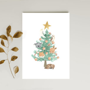 Cartes Pour Fêtes Annuelles Animaux australiens dans un arbre de Noël