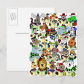 Cartes Pour Fêtes Annuelles Animaux chantant des chants de Noël (Devant / Derrière)