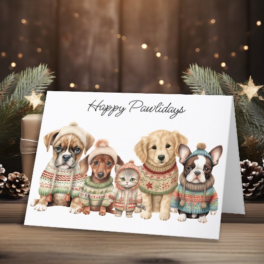 Cartes Pour Fêtes Annuelles Animaux de compagnie Noël Festif Chien Chat Animau