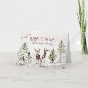 Cartes Pour Fêtes Annuelles Animaux de la forêt Cerf de la forêt de Noël