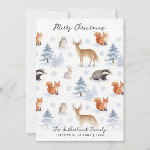 Cartes Pour Fêtes Annuelles Animaux de la forêt hivernale Noël faune