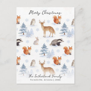 Cartes Pour Fêtes Annuelles Animaux de la forêt hivernale Noël faune