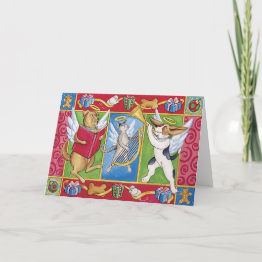 Cartes Pour Fêtes Annuelles Animaux de Noël (Devant)