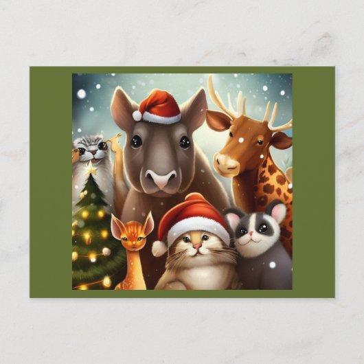 Cartes Pour Fêtes Annuelles Animaux de Noël 6 (Devant)