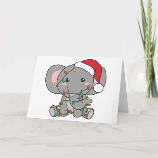 Cartes Pour Fêtes Annuelles Animaux de Noël d'hiver Éléphant Fêtes (Devant)