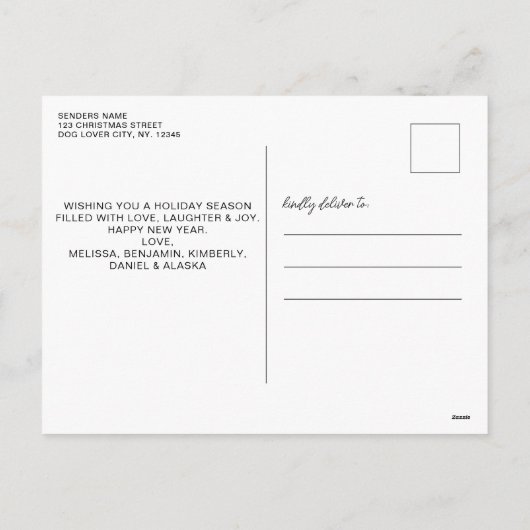 Cartes Pour Fêtes Annuelles Animaux de Noël Joyeux Howlidays Chien Photo Colla (Dos)