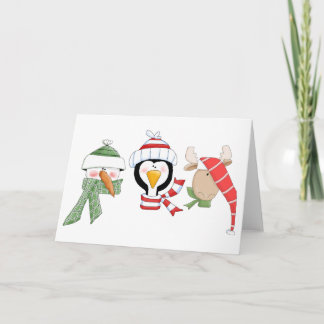 Cartes Pour Fêtes Annuelles Animaux de trio de Noël