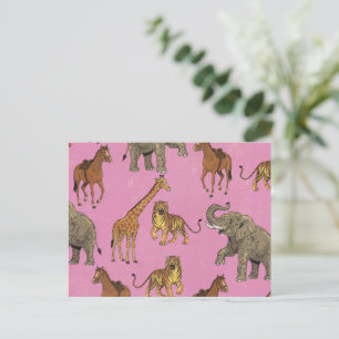 Cartes Pour Fêtes Annuelles Animaux de zoo vintage