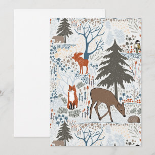 Cartes Pour Fêtes Annuelles Animaux des bois d'hiver de vacances