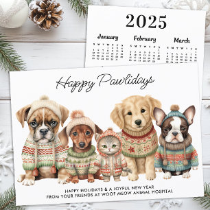 Cartes Pour Fêtes Annuelles Animaux domestiques Noël 2025 Calendrier Chien Cha