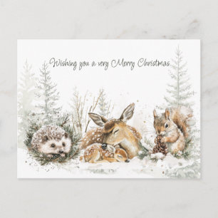 Cartes Pour Fêtes Annuelles Animaux Forêt Hiver Noël 