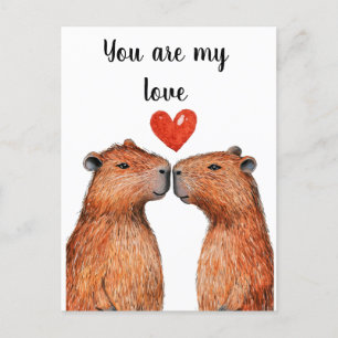Cartes Pour Fêtes Annuelles animaux mignons capybaras avec le coeur peint