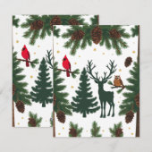 Cartes Pour Fêtes Annuelles Animaux rustiques de la forêt, Noël plat à thème (Devant / Derrière)