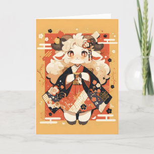 Cartes Pour Fêtes Annuelles Anime Goat Kawaii Geisha