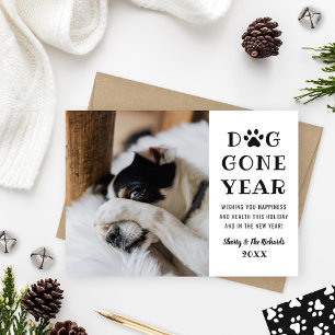 Cartes Pour Fêtes Annuelles Année Canine Drôle Photo Noir Blanc Animal De Comp
