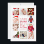 Cartes Pour Fêtes Annuelles Année de la photo Bonnes Fêtes Collage en rouge<br><div class="desc">Espace pour dix magnifiques photos de votre belle famille! Dans un rouge et blanc de Noël festif qui est parfait pour célébrer la saison, cette carte 5x7 présente une typographie moderne et un style simple pour mettre en valeur vos photos de famille. Chambre à l'arrière pour votre propre message de...</div>