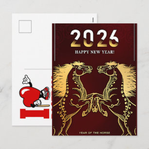 Cartes Pour Fêtes Annuelles Année du Cheval de Feu 2026 