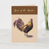 Cartes Pour Fêtes Annuelles Année du coq avec des rayons d'or (Devant)