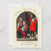 Cartes Pour Fêtes Annuelles Année en examen Gold Script Arch Photo Collage (Devant)